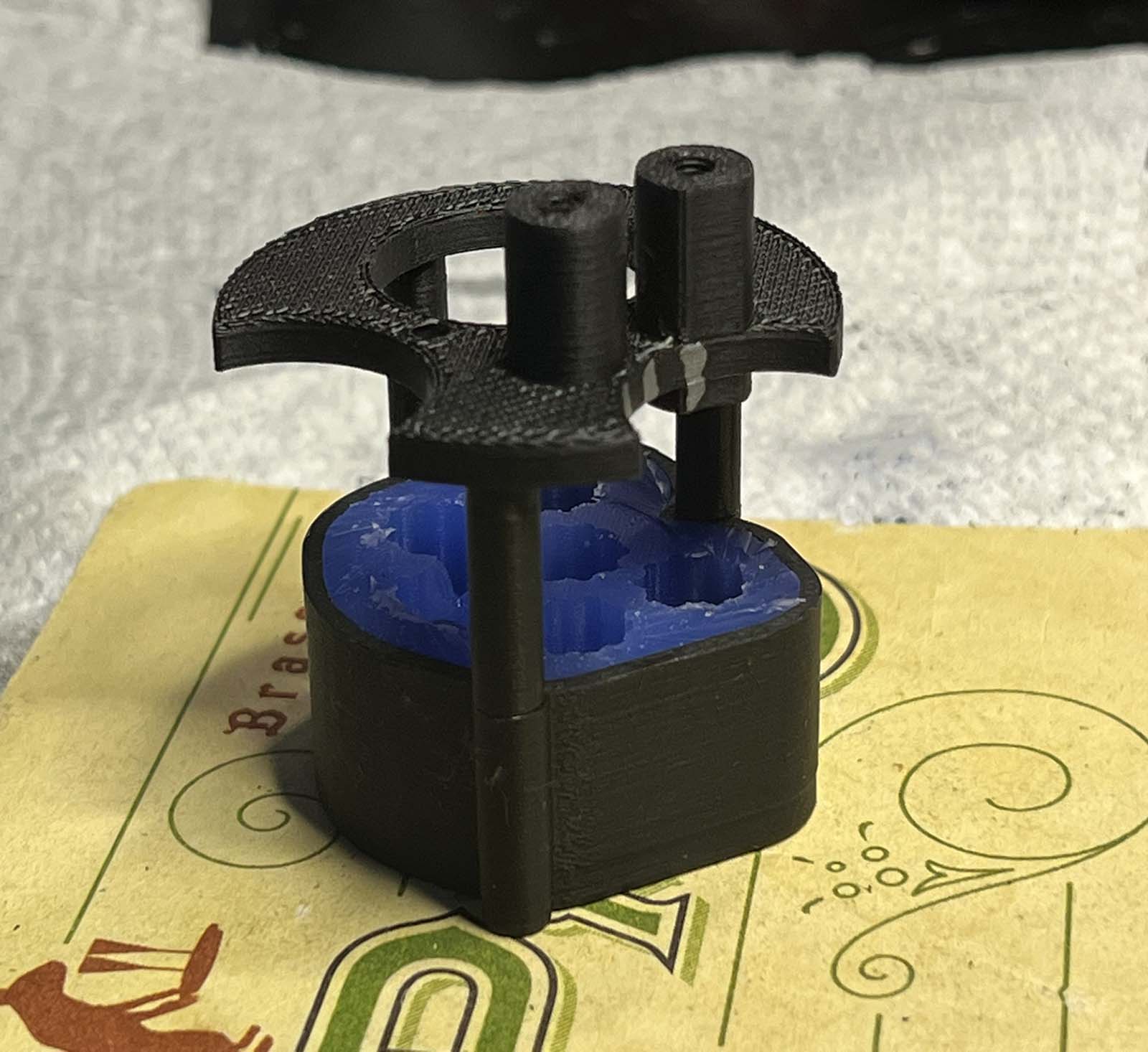 A 3d printed casting jig created from 3d files made by NVision4D.